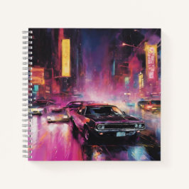 Nachtstraßenrennen in der pulsierenden Stadt Notizbuch