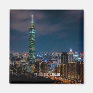 Nachtszene von Taipeh 101, Taiwan Magnet