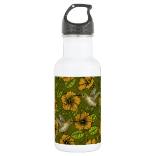 Nachttropischer Garten gelb und grün Edelstahlflasche