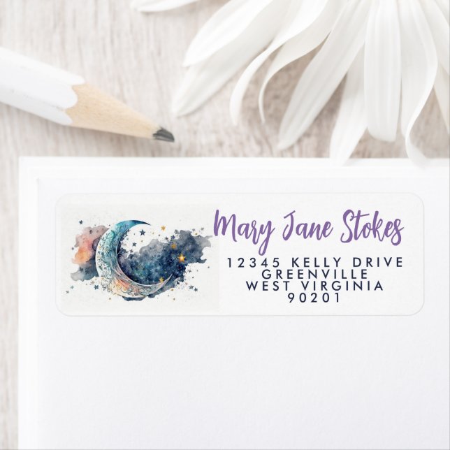 Nachtumschlag RÜCKSENDEADRESSE Sternenhimmel Mond (Insitu)