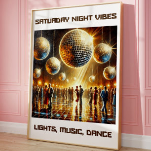 Nachtvibes Disco Retro Tanzboden Wandposter Poster