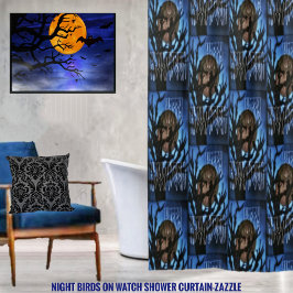 Nachtvögel im Auge Duschvorhang