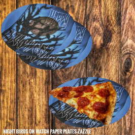 Nachtvögel im Auge Pappteller