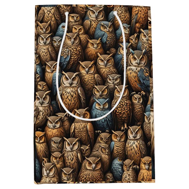 Nachtwache: Muster der Owl-Ansammlung Mittlere Geschenktüte (Vorderseite)
