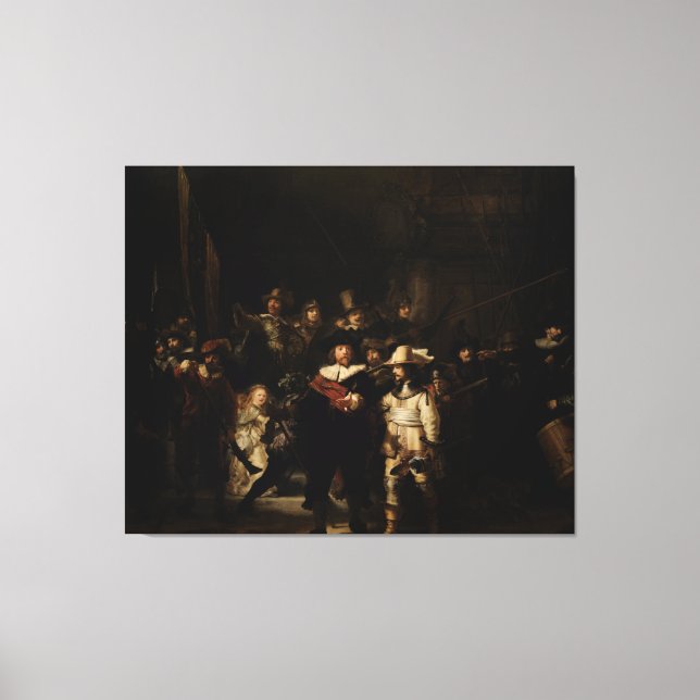 Nachtwache von Rembrandt Leinwanddruck (Vorderseite)