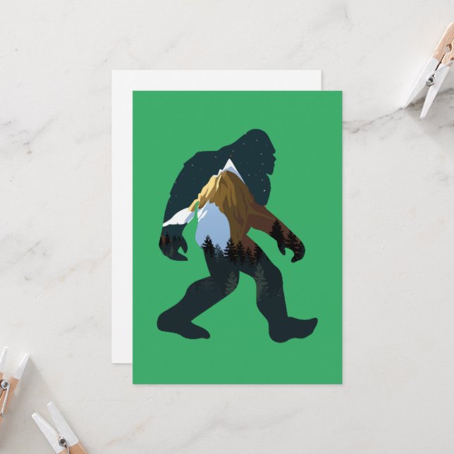 Nachtwald Bigfoot Einladung (Vorderseite/Rückseite Beispiel)
