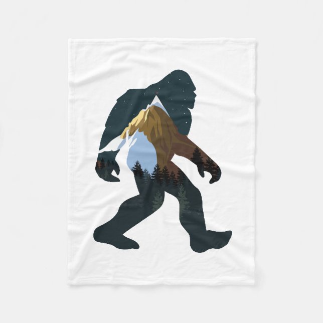 Nachtwald Bigfoot Fleecedecke (Vorderseite)
