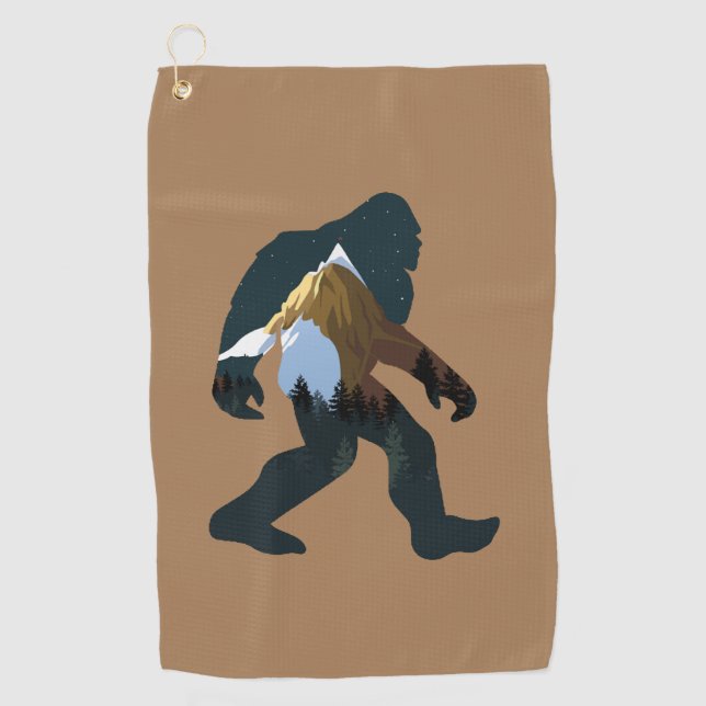 Nachtwald Bigfoot Golfhandtuch (Vorderseite)