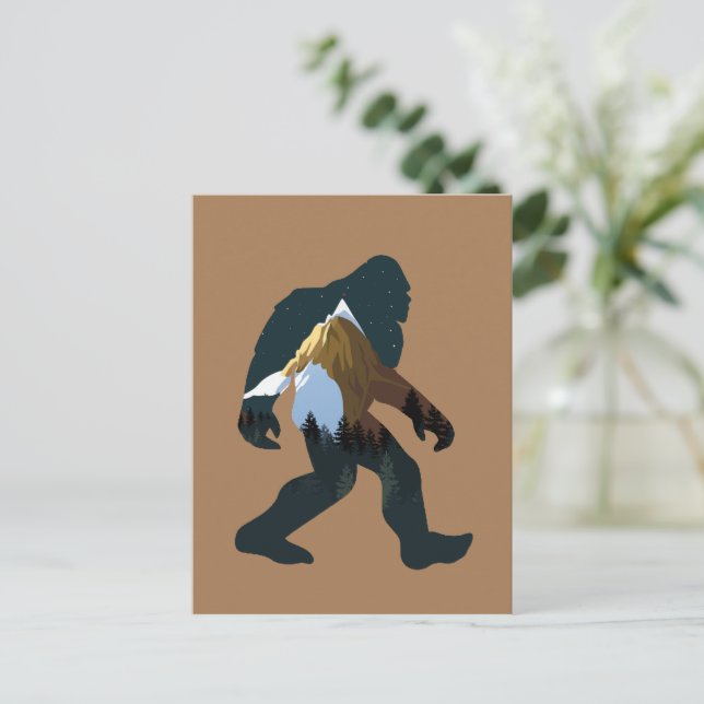 Nachtwald Bigfoot Postkarte (Stehend Vorderseite)