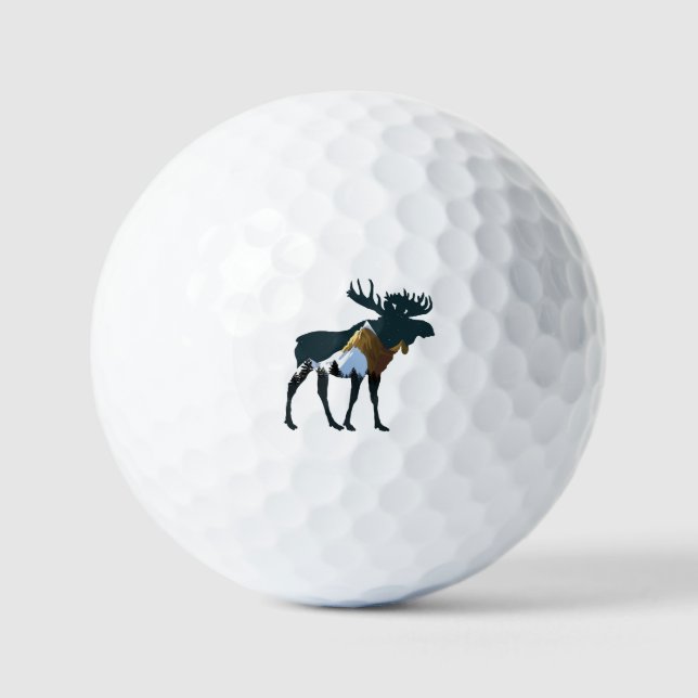 Nachtwald Elch Golfball (Vorderseite)
