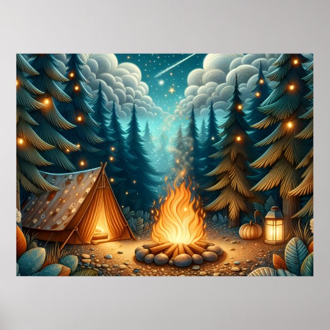 Nachtwaldcamping Poster (Vorne)