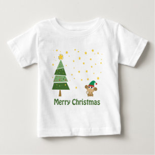 Nachtweihnachtszene mit Niedlichem Affen Baby T-shirt