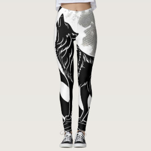 Nachtwolf-Silhouette Leggings