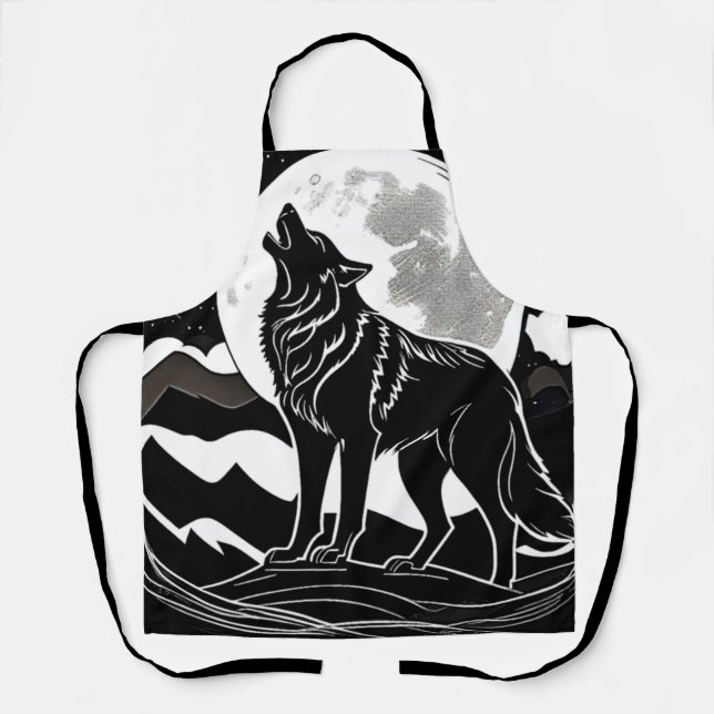 Nachtwolf-Silhouette Schürze (Vorderseite)
