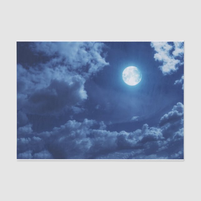 Nachtwolken mit Mond - Gewebepapier Seidenpapier (Vorderseite)