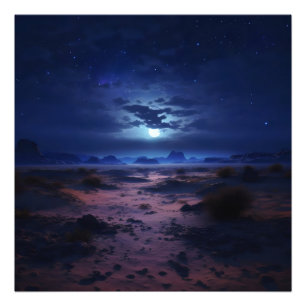 Nachtwüste Vollmond Fotodruck