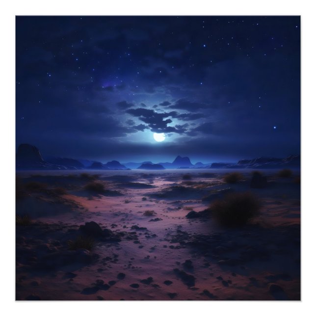 Nachtwüste Vollmond Fotodruck (Vorne)