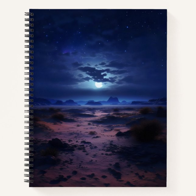 Nachtwüste Vollmond Notizbuch (Vorderseite)