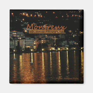 Nachtzeit-Foto-Kühlschrankmagnet Montreux die Magnet