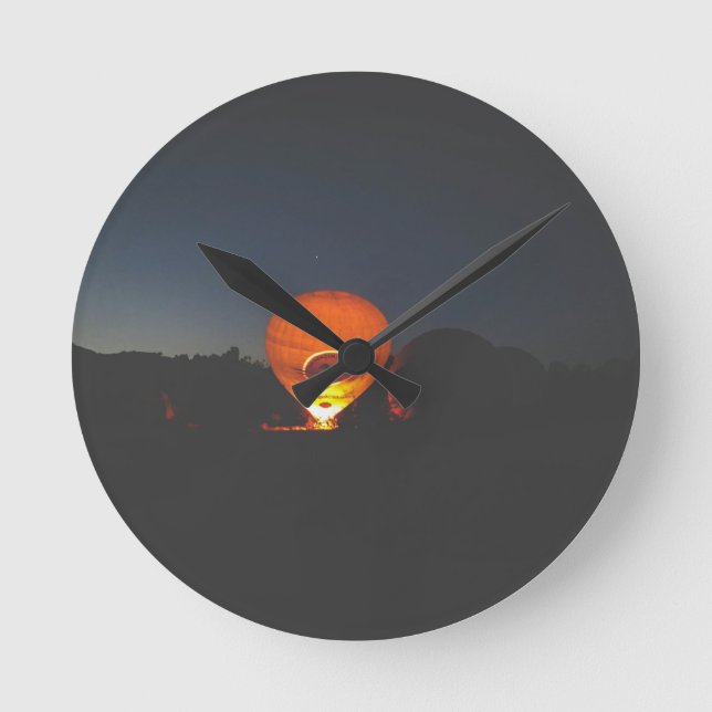 Nachtzeit-Heißluft-Ballon-Uhr Runde Wanduhr (Vorderseite)