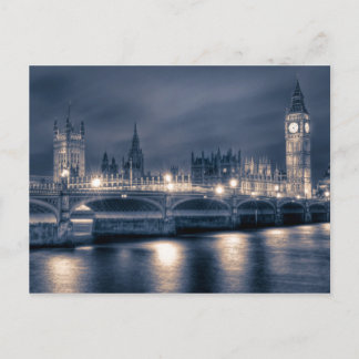 Nachtzeit im Houses of Parliament, London Postkarte