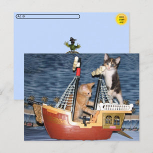 Nachüberqueren Pirate Kittens Postcard Postkarte