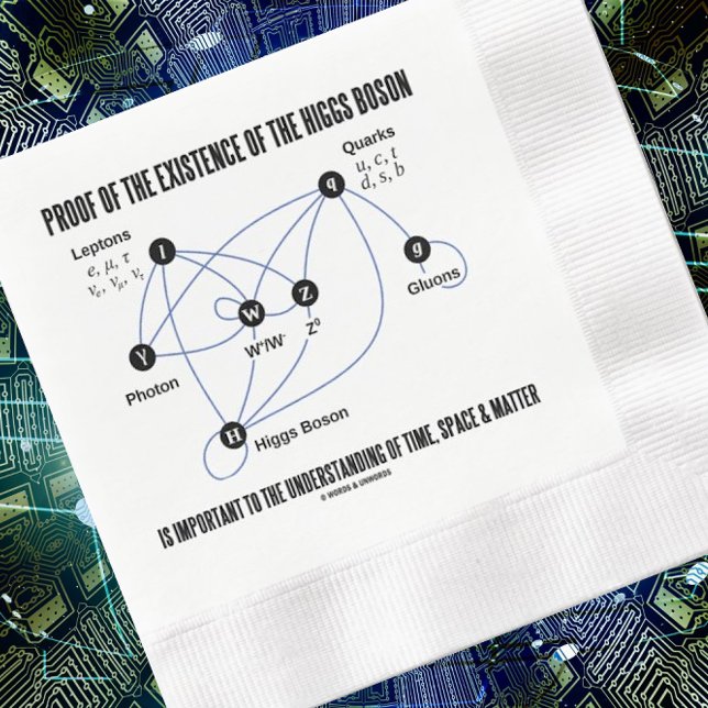 Nachweis der Existenz der Higgs-Boson-Zeit Serviette (Particle physics attitude on this paper napkin for your next scientific gathering)