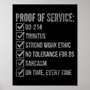 Nachweis des Dienstes dd-214 Tinnitus gute Arbeit Poster