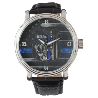 Nachwuchs-Offizier Blue Line Leaather Watch Armbanduhr