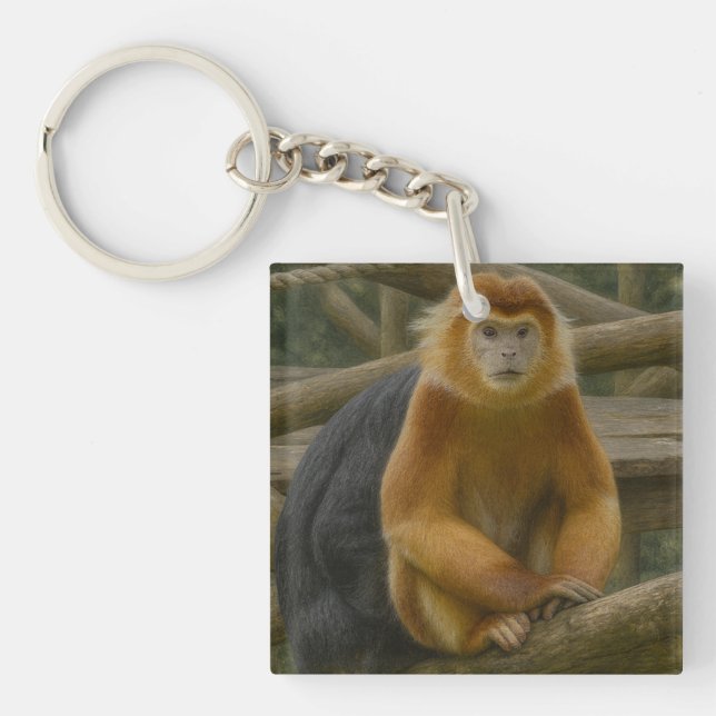 Nacktfresser Affe in der Waldhütte Schlüsselanhänger (Vorderseite)