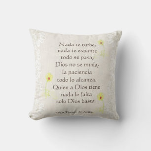 "Nada te turbe" San Teresa di Avila White on White Kissen
