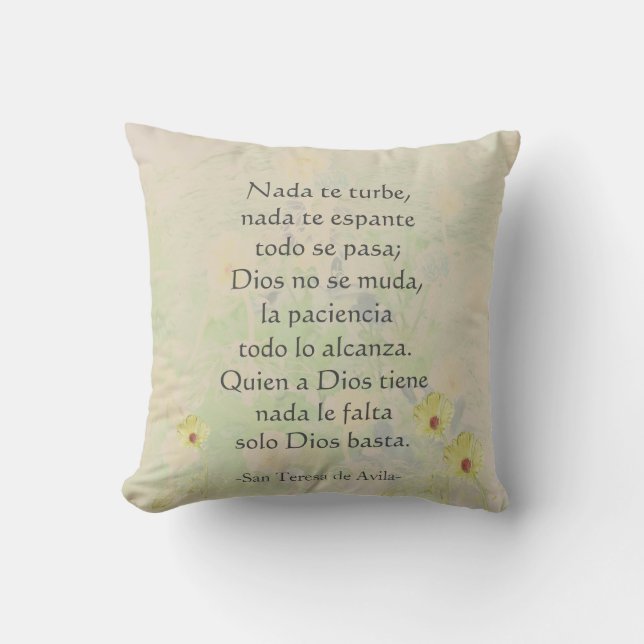 "Nada te turbe" St.Teresa de Avila Spanish&English Kissen (Vorderseite)