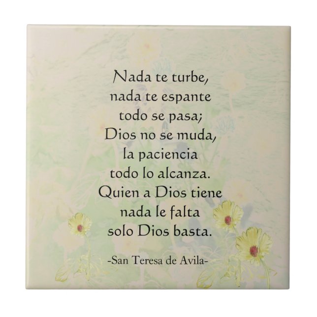 "Nada te turbe" St. Teresa von Avila Gebet Fliese (Vorderseite)