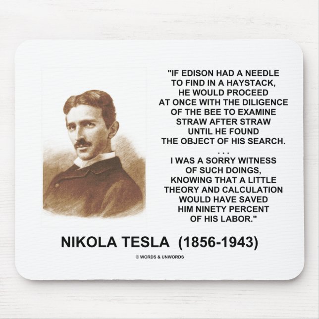 Nadel-Heuschober-Theorie-Zitat Nikola Teslas Mousepad (Vorne)