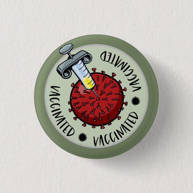 Nadel mit Covid-Virus| geimpft Button (Vorderseite)