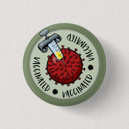 Nadel mit Covid-Virus| geimpft Button