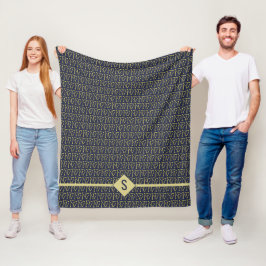 Nadeln Handwerkskunst Erste Gold + Marine Fleecedecke