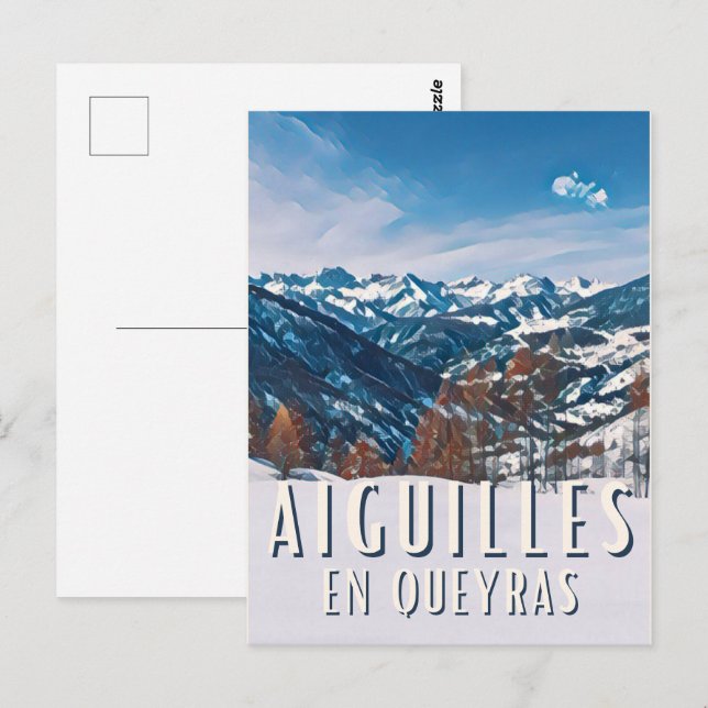 Nadeln in Queyras Station Postkarte (Vorne/Hinten)