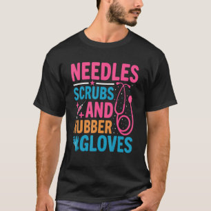 Nadeln Kittel Gummihandschuhe Phlebotomist Kranken T-Shirt