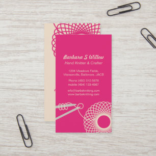 Nadeln mit Nadeln arbeiten rosa Creme Visitenkarte