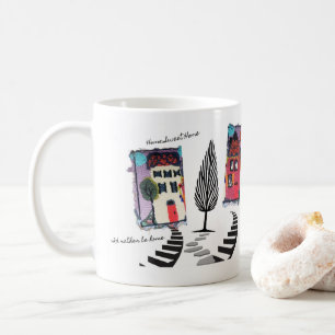 Nadelstich-Design abstrakte Häuser Tasse/ Zuhause Kaffeetasse