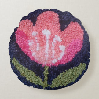 Nadelstich-Kissen mit rosa Blumendesign Rundes Kissen