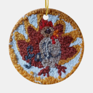 Nadelstich Truthahn Design Deko-Ornament Keramik Ornament