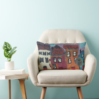 Nadelstich-Viertel-Design-Kissen/Häuser Lendenkissen