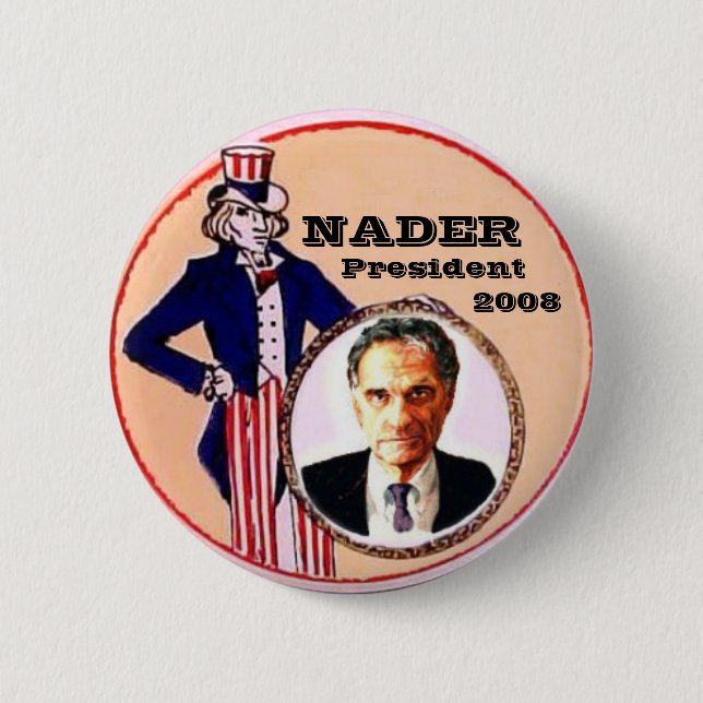 Nader-Uncle Sam Knopf Button (Vorderseite)