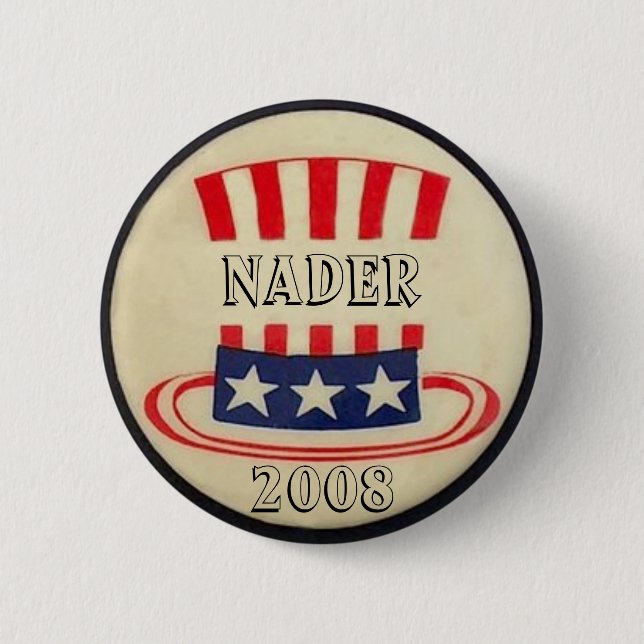 Nader-Uncle Sam Zylinder-Knopf Button (Vorderseite)