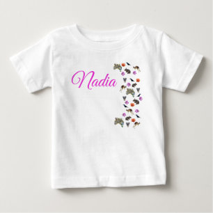 Nadia, Namenslogo mit australischer Tierwelt,  Baby T-shirt