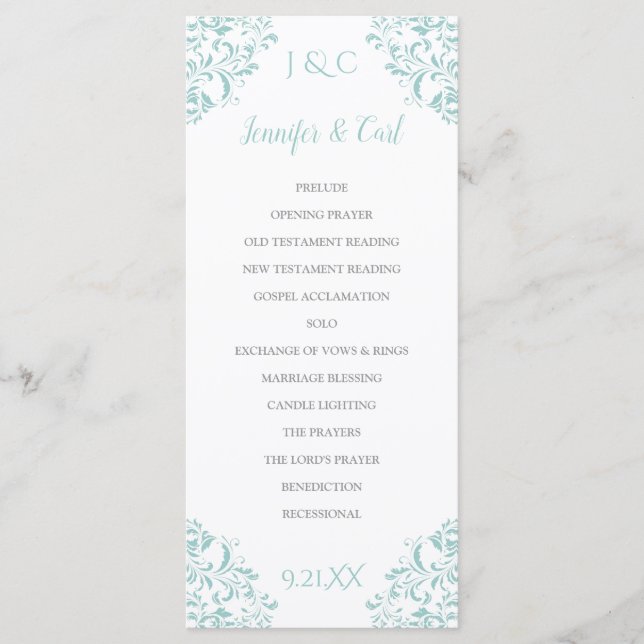 Nadine Wedding Program | Tall (helltürkis) Programm (Vorderseite)