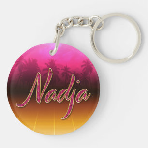 Nadja prénom nom porte-clés rose doré