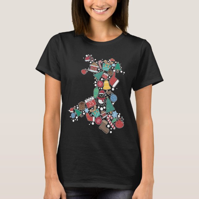 Nadolig Llawen Happy Christmas Wales Map Welsh Xma T-Shirt (Vorderseite)